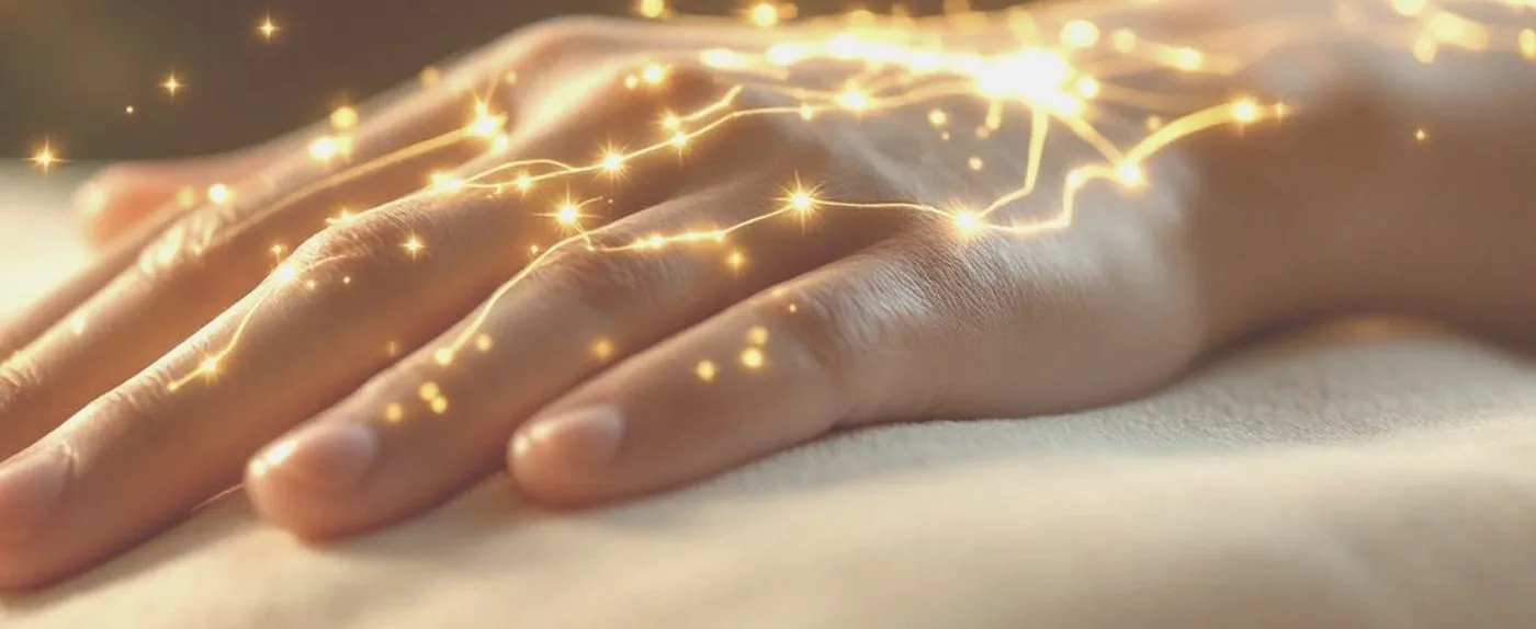 Points d'acupuncture révélés sur une main